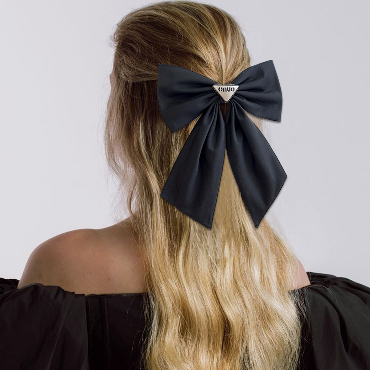Korean Heavy Industry Hair Clip for Women Black Big Bow Hair Accessory for the Back of the Head Elegant and Graceful Spring Clip Hair Ornament 250711