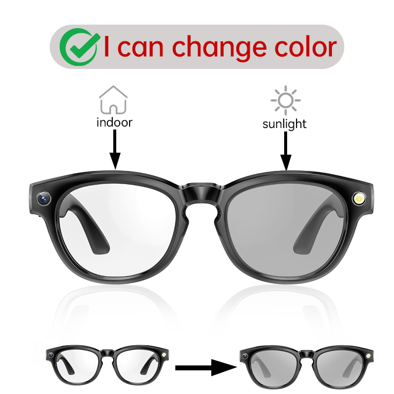 LIGE Sports smart glasses, neutral polarized Wireless sunglasses UV-resistant AI intelligent translation camera glasses for taking photos Call music c