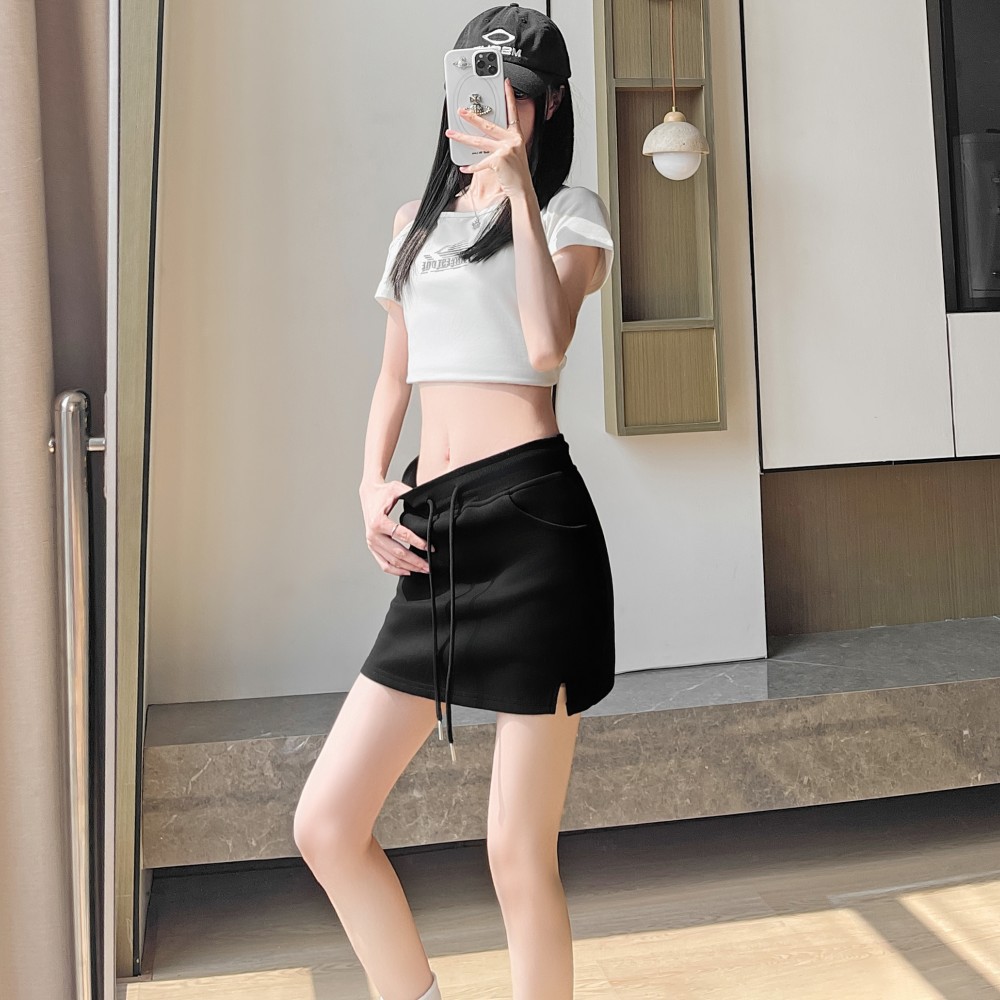 L3125 solid color skirt female 2025 new spring and autumn sweater skirt short skirt high waist hip casual