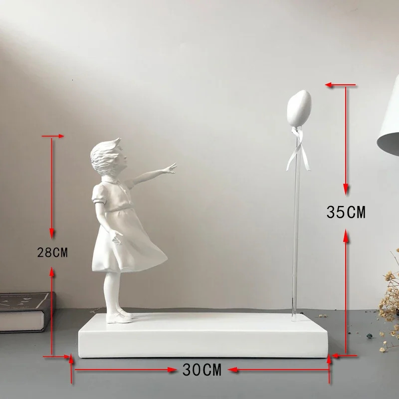 Heart Balloon and Flying Girl Inspired by Banksy Artwork Modern Sculpture Home Decoration Statue Large 250711