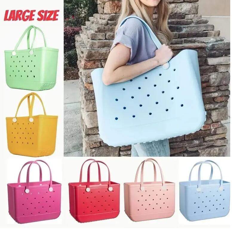 Designer Waterproof Bogg Bag Beach bag Solid Punched Organizer Storage Bags Basket Summer Outdoor Water Luxury bag Park Handbags Large Womens Totes bags Z 6301