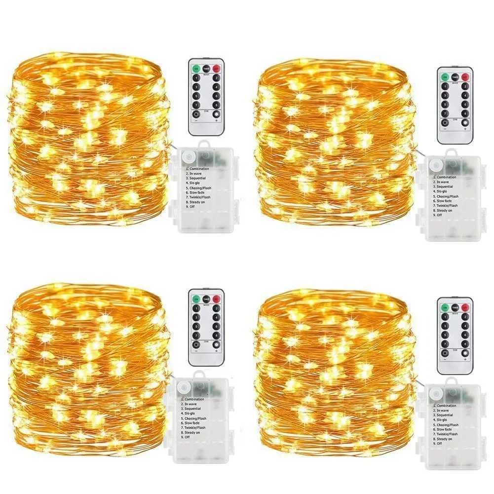 2/5/10M LED 8 Mode Fairy Light Remote Control Battery Box Copper Wire String Light Christmas Decoration Lights Party Home Decor XJ250710