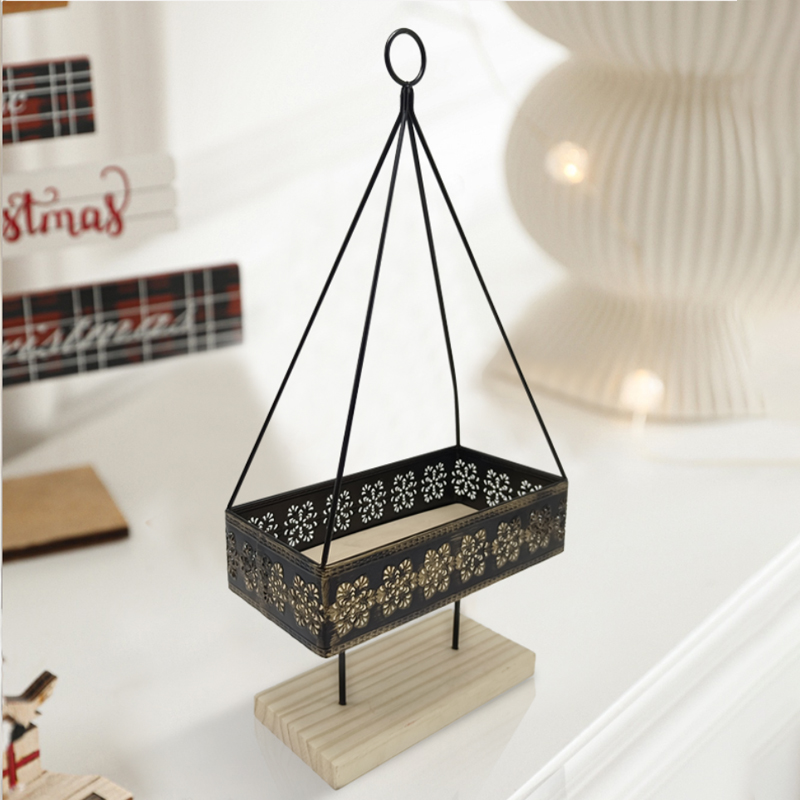 Multifunctional Industrial Hand-Held Tray - Solid Wood Board with Steel Frame for Home/Shop Decor