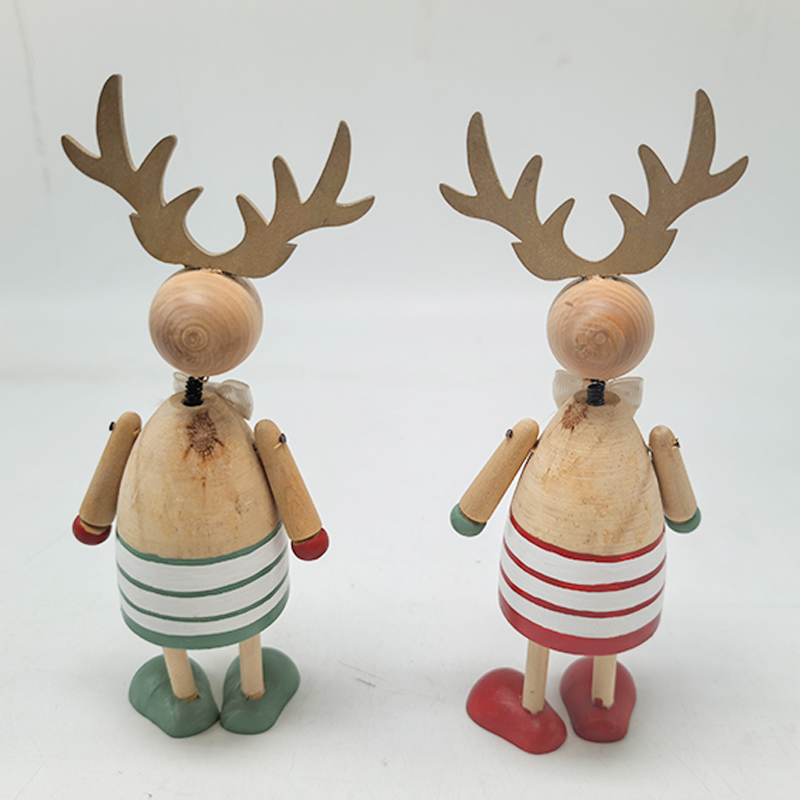 Scandinavian Style Handmade Woodcarved Reindeer Decorative Sculpture