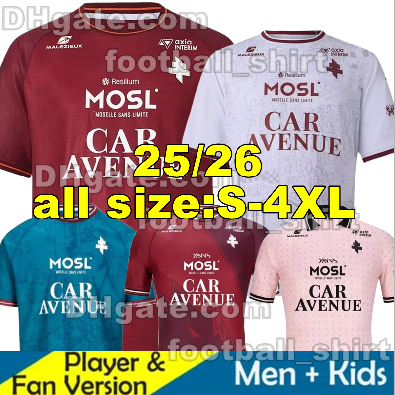 4XL 25 26 metz FC maillot de foot Soccer Jerseys FC 2025 2026 RED BLUE BOULAYA DIALLO CENTONZE BRONN VAGNER AWAY FOOTBALL SHIRT