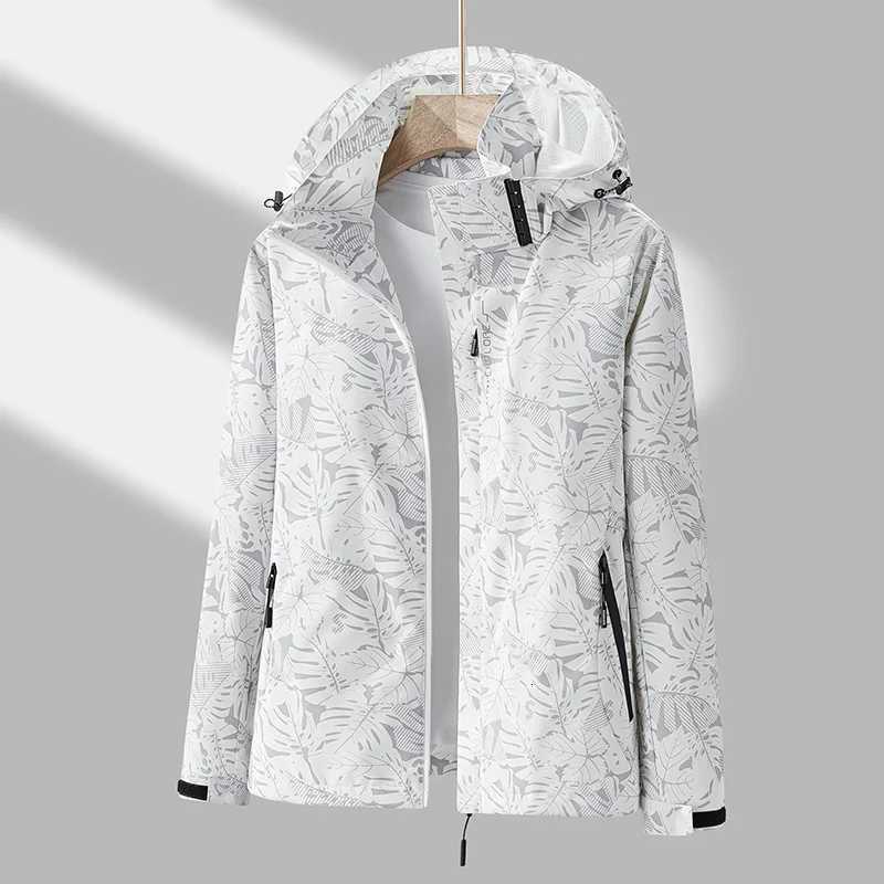 2025 Womens Casual Waterproof Windproof Jacket Full Zipper Hooded Jacket Outdoor Hiking Jacket for Spring and Autumn Plus Size W250711