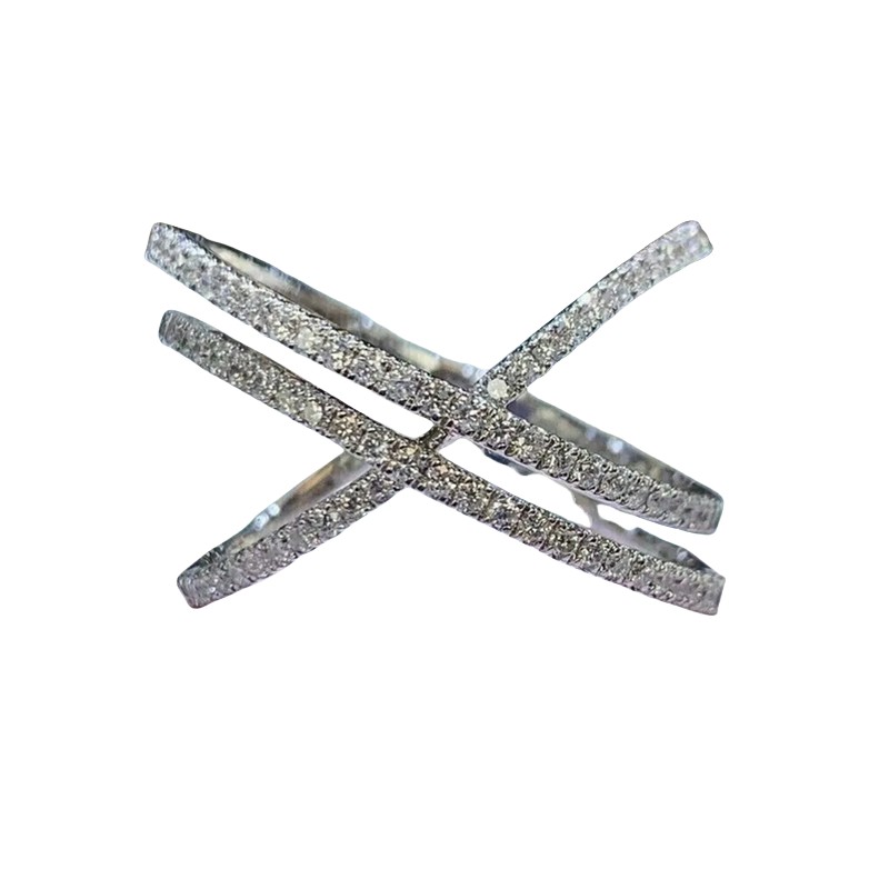 Handmade Ins Top Sell Wedding Rings Sparkling Luxury Jewelry 925 Sterling Silver Fill Pave White Sapphire CZ Diamond Party Women Engagement Cross Band