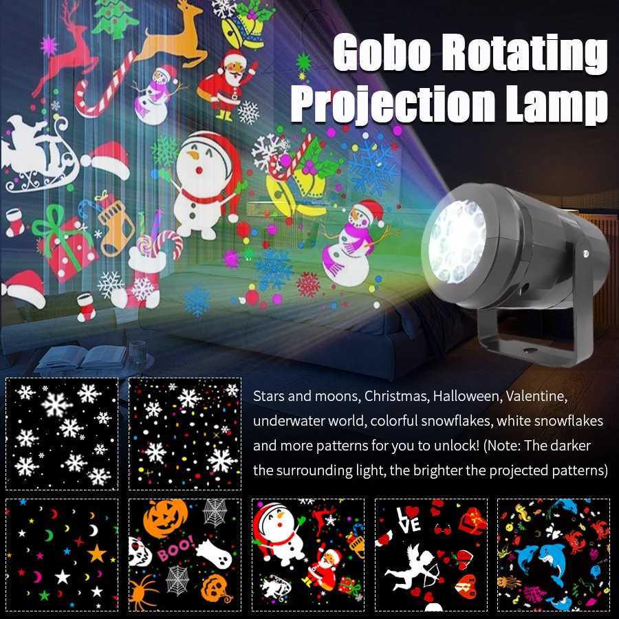 LED Halloween Christmas holiday projection light portable light indoor and outdoor bedroom night light rainbow color USB cableXJ250710