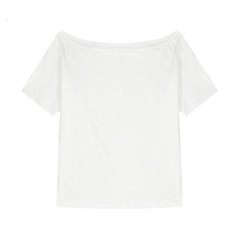 Trendy Asymmetric Shoulder Loose Short Sleeve T-Shirt For Women Summer New Casual Irregular Solid Color Versatile Student Top B5