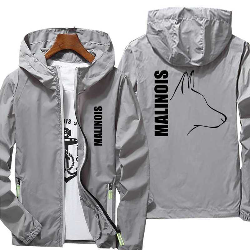 2022 Casual Dog Belgian Malinois Windbreaker Thin Sunscreen Hooded Coat Mens Sports Pilot Cycling Camping Jacket Plus Size 7XL W250711
