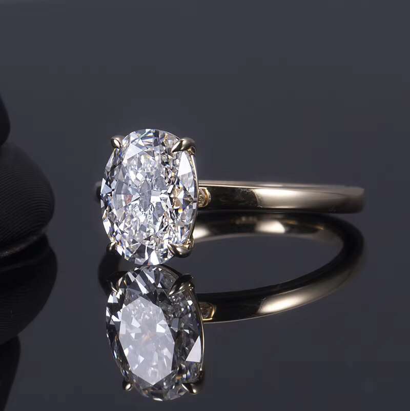 Custom Jewelry for Gift 14K Solid Gold With 1.7CT Oval Engagement Ring Wedding Ring Lab Grown Diamond Ring