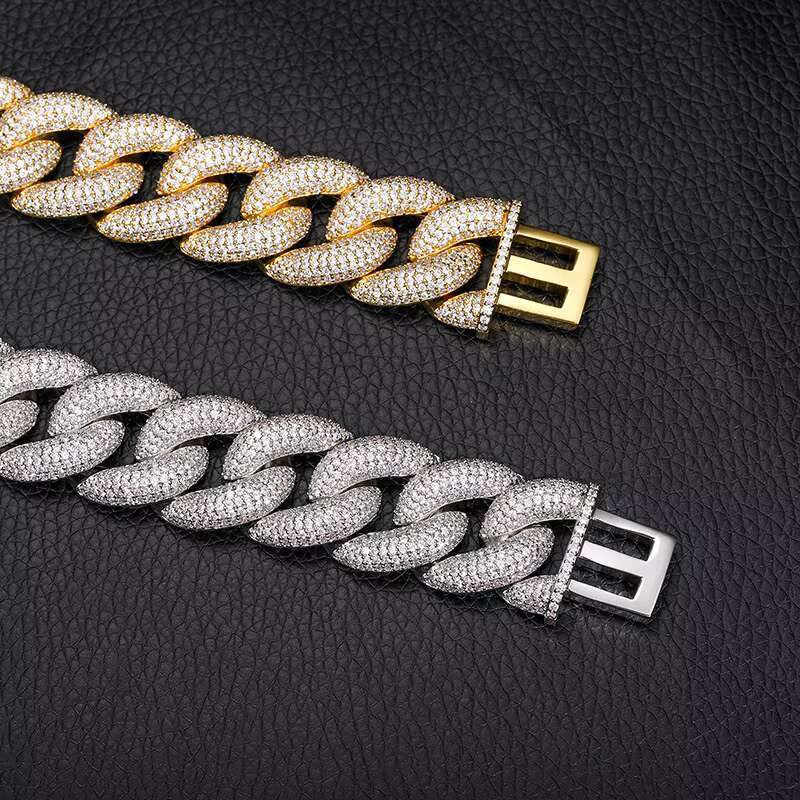 20mm Super Dense 5 Row Bubble Cuban Link Chain Necklace Fully Iced Out CZ 18K Gold Plated Brass Hip Hop Jewelry Factory Direct
