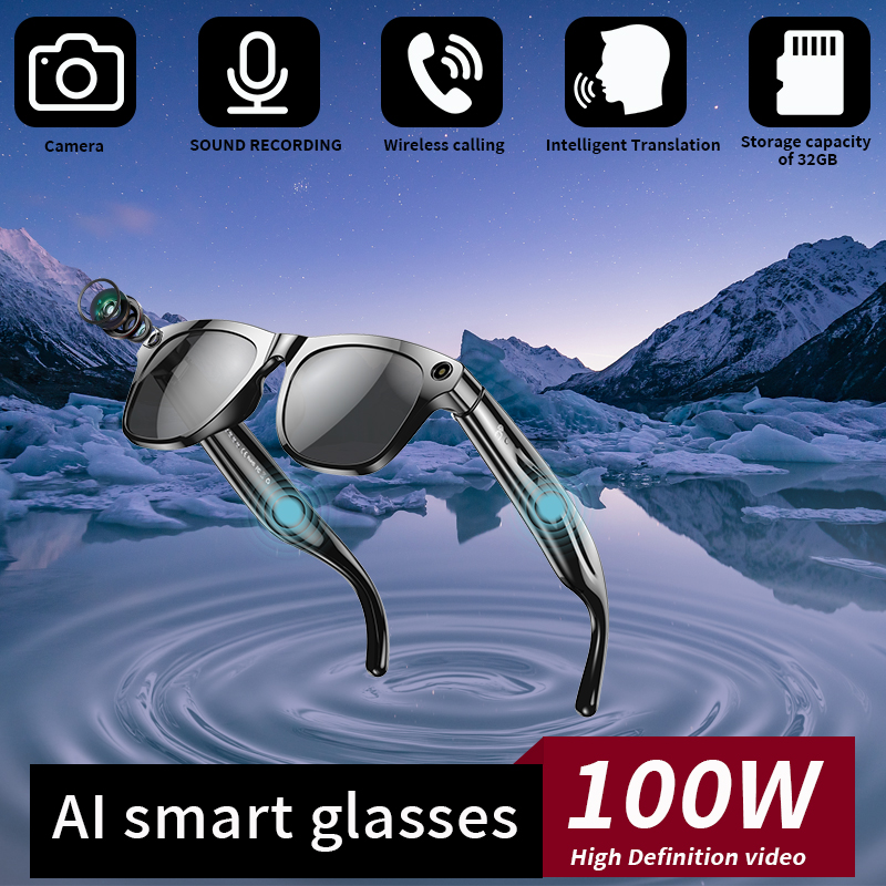 LIGE smart glasses, AI translation glasses, with 144 languages and accents, blue light filtering lenses, multi-functional smart glasses for men and wo