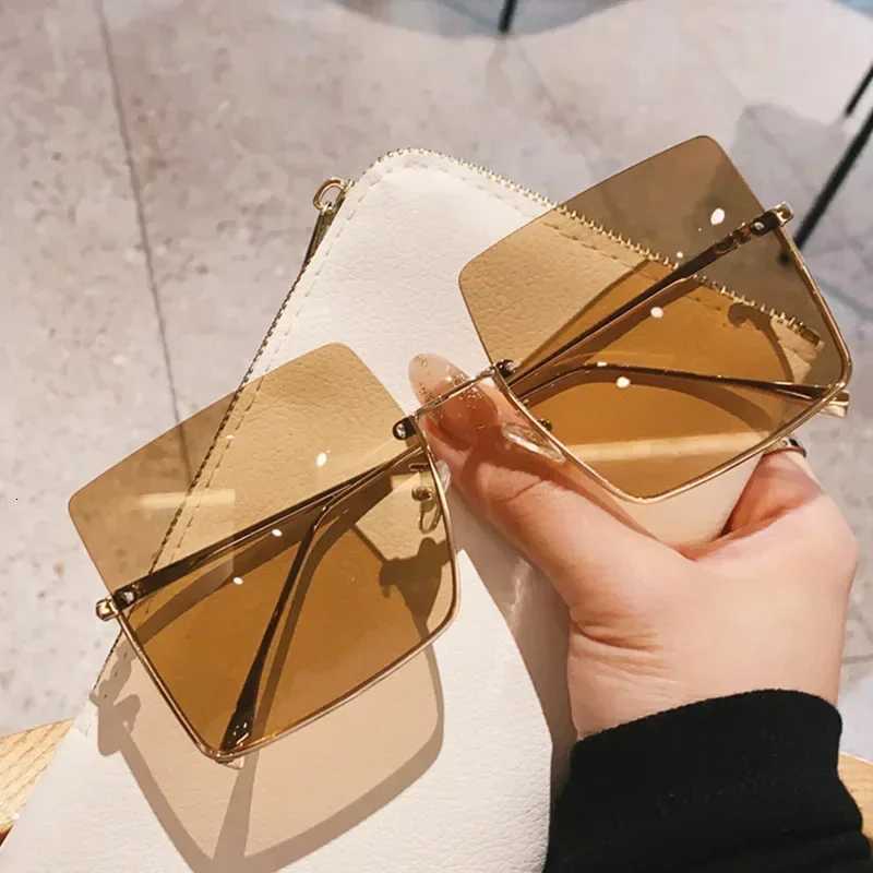 Fashion Oversized Square Sunglasses Wen Brand Retro Big Fe Sunglasses Metal Rimless Designer Sunglasses W250709