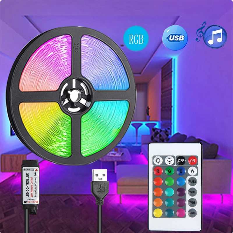 5V LED Strip Light 1-5M RGB With USB 24-Key Infrared Remote Control For Color Change Brightness SMD Suitable For Holiday DecorationXJ250710