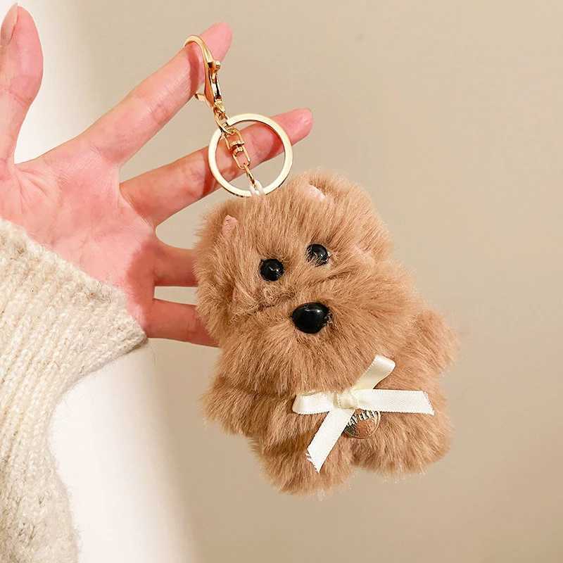 Creative Plush Pendant Soft Cute Puppy Keychain Cartoon Bag Hanging Decoration Car Key Holder Charm Keyring 1 piece 222