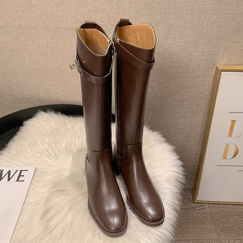 Women's New Style Over-the-Knee High Autumn Winter Straight Chunky Heel Belt Buckle Riding Boots 272-6
