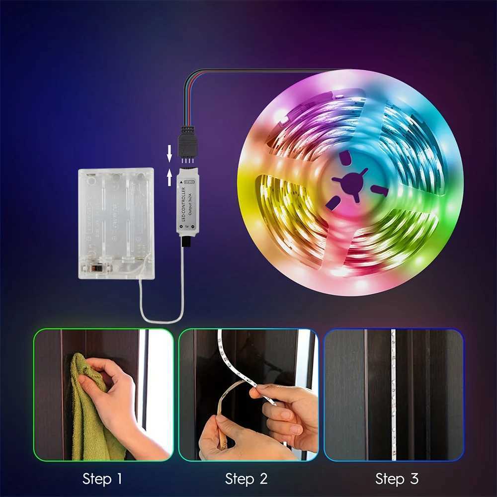 Battery Box Powered LED Color Light Strip Free 24 Keys Remote Control Suitable for TV Backlight Living Room etc. XJ250710