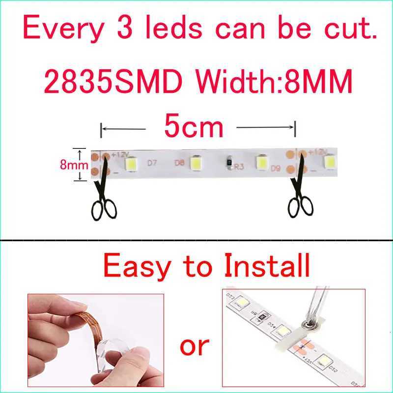 1/2/3/4/5M IP65 Waterproof LED Strip Light DC12V 60Leds/M Flexible Bar Light Home Decoration Lighting SMD 3528 5050 5630 5730 XJ250710