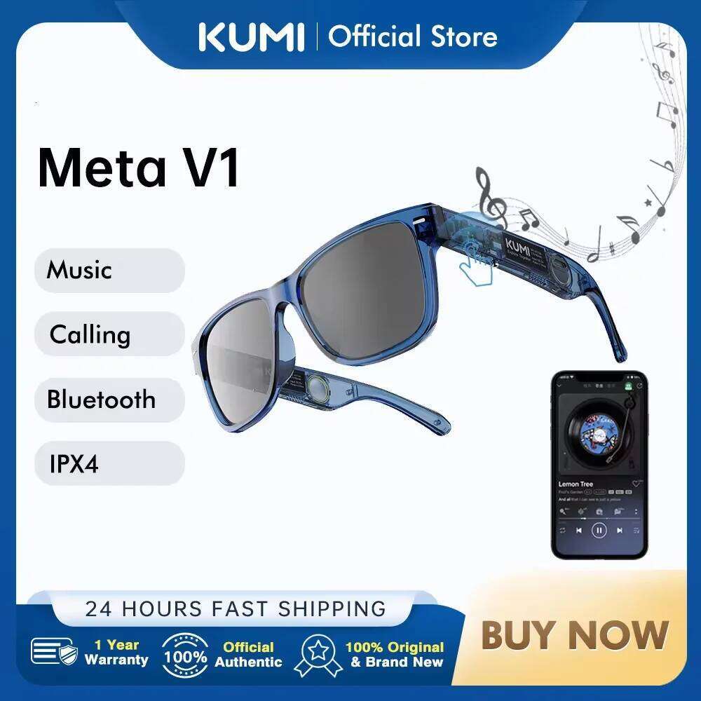 KUMI Meta V1 Smart Glasses Break Audio-visual Imagination Create glasses IPX4 Waterproof Bluetooth Phone Call