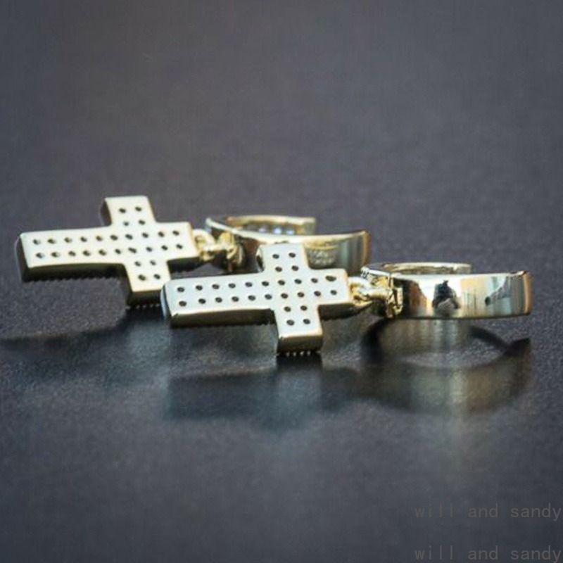 Cubic Zircon Jesus Cross Dangle Earrings Charm Designer Jewelry Silver Gold Love Heart Drop Water Diamond Hoop Chandelier Ear Rings Gift for Woman Jew