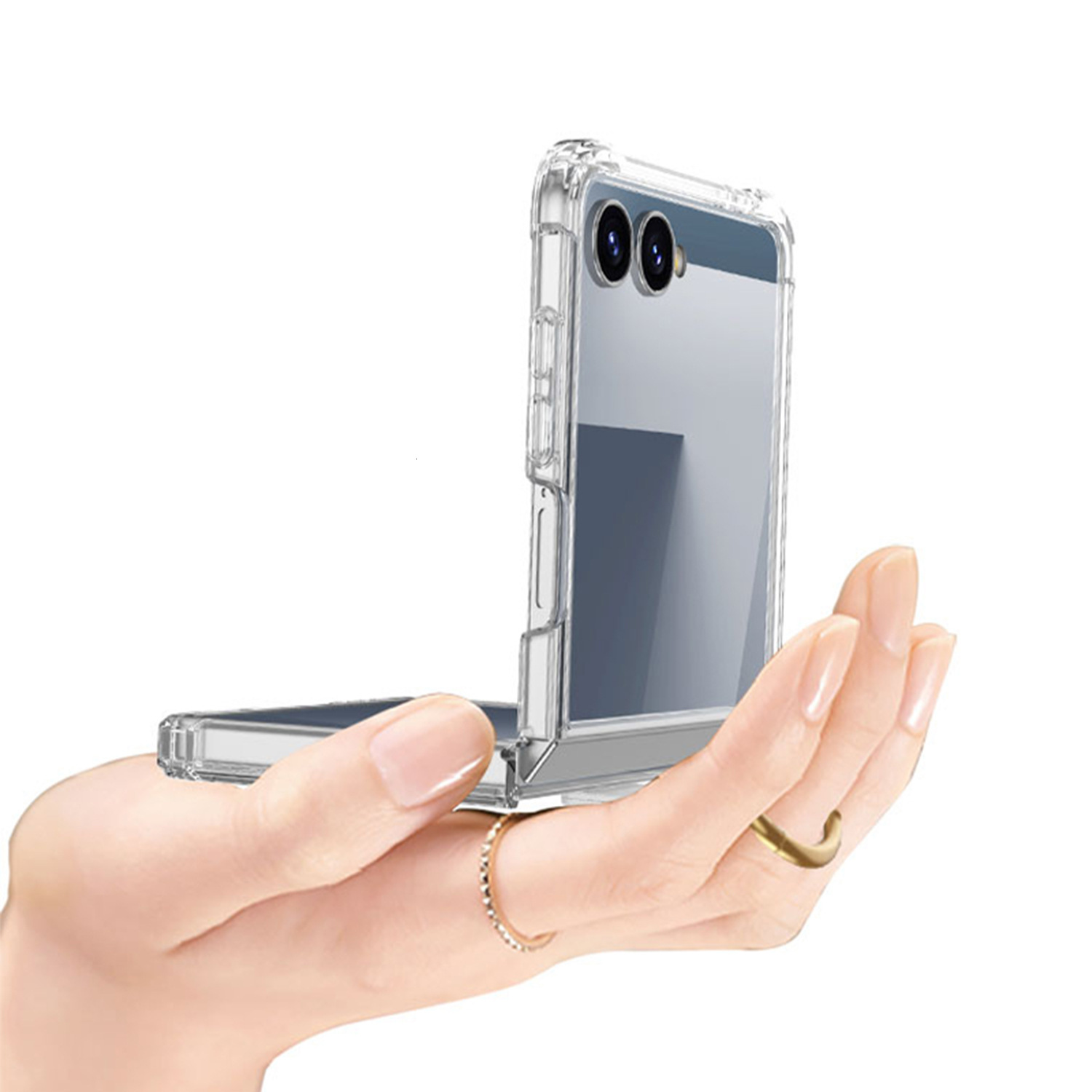 gkk Compatible with Z Flip 7 Case Transparent Airbag Ring Integrated Simple Trendy Foldable Full Coverage 250711