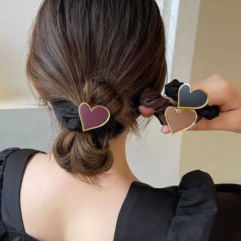 3Pcs/set Simple and High-end Hair Tie Feminine Temperament Sweet Hair ElasticHeart-shaped Rubber Band Headband Hair Accessory Y250711
