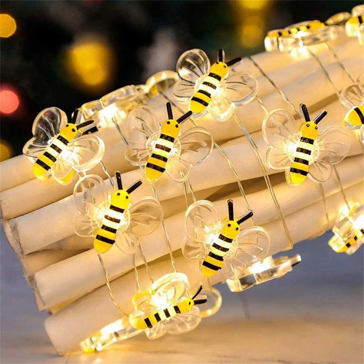 1Pack Bee Lights Battery Operated Bee String Lights For Bedroom Plants Patios Party Wedding Xmas Decorative String Lights XJ250710