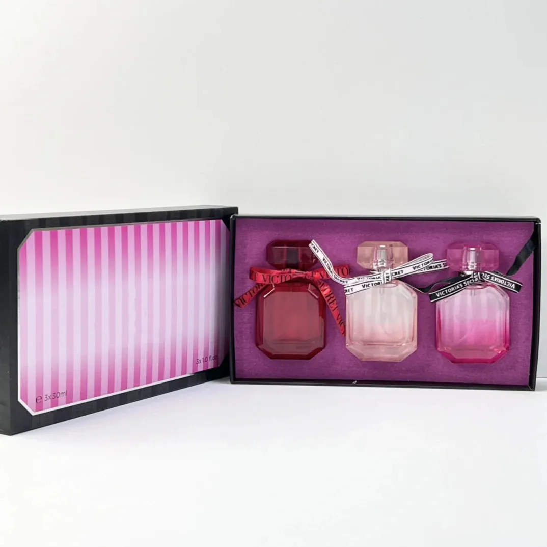 Woman Perfume 30ml 3pcs Set Sexy Fragrance Long Lasting Smell Women Lady Parfum Girl Pink Bottle Cologne Spray Gift Box Kit 3in1 High Quality