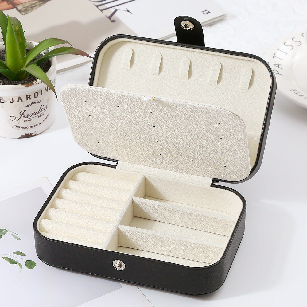 Simple Flip Travel Double Layer Portable Jewelry Box Ring Necklace Earrings Multi Layer Jewelry Storage Box
