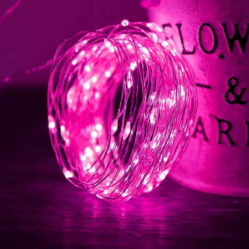 20m 200LED Fairy Light Battery Powered Pink Copper Wire Starry Sky Light Suitable for Bedroom Christmas Party Decoration XJ250710