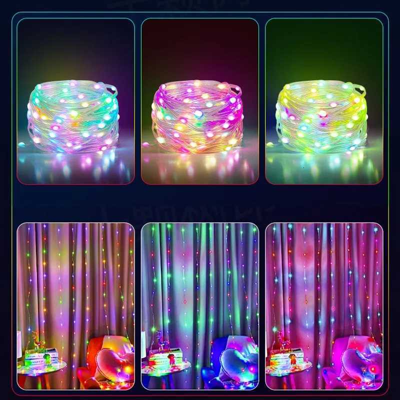 RGB LED Fairy String Lights Dreamcolor USB Christmas Light Bluetooth APP Smart Garland Fairy Light Christmas Wedding Party Decor XJ250710