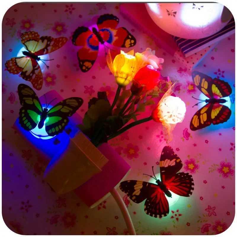 Butterfly Night Lights Pasteable 3D Butterfly Wall Stickers Lamp Home Decoration Living Room Wall Sticker Lighting XJ250710