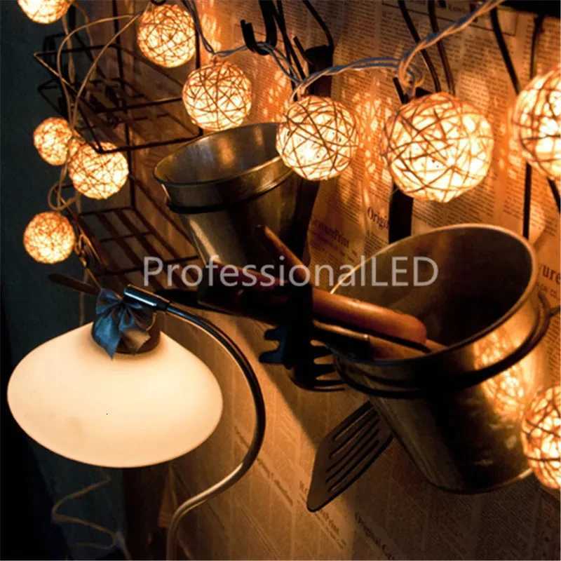 2M Rattan Ball USB 5V 20LED String Light Warm White Fairy Light Holiday Light for Party Christmas Wedding Home Decoration XJ250710