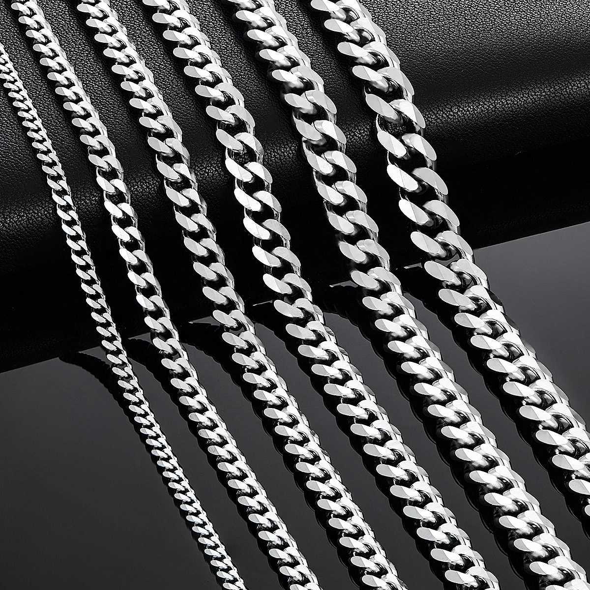 Cuban Link Chains Stainless Steel Classic Men Boy Curb Chunky Silver Color Necklace 3.6mm to 11mm 14 to 30 Inches W250710