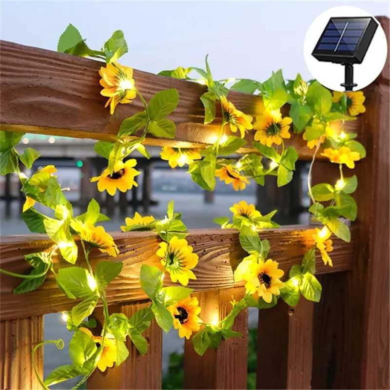 2/5/10M Solar Artificial Leaf Light String Outdoor Garden Light Wedding Party Decoration LED Fairy Lights Garland Decoration XJ250710