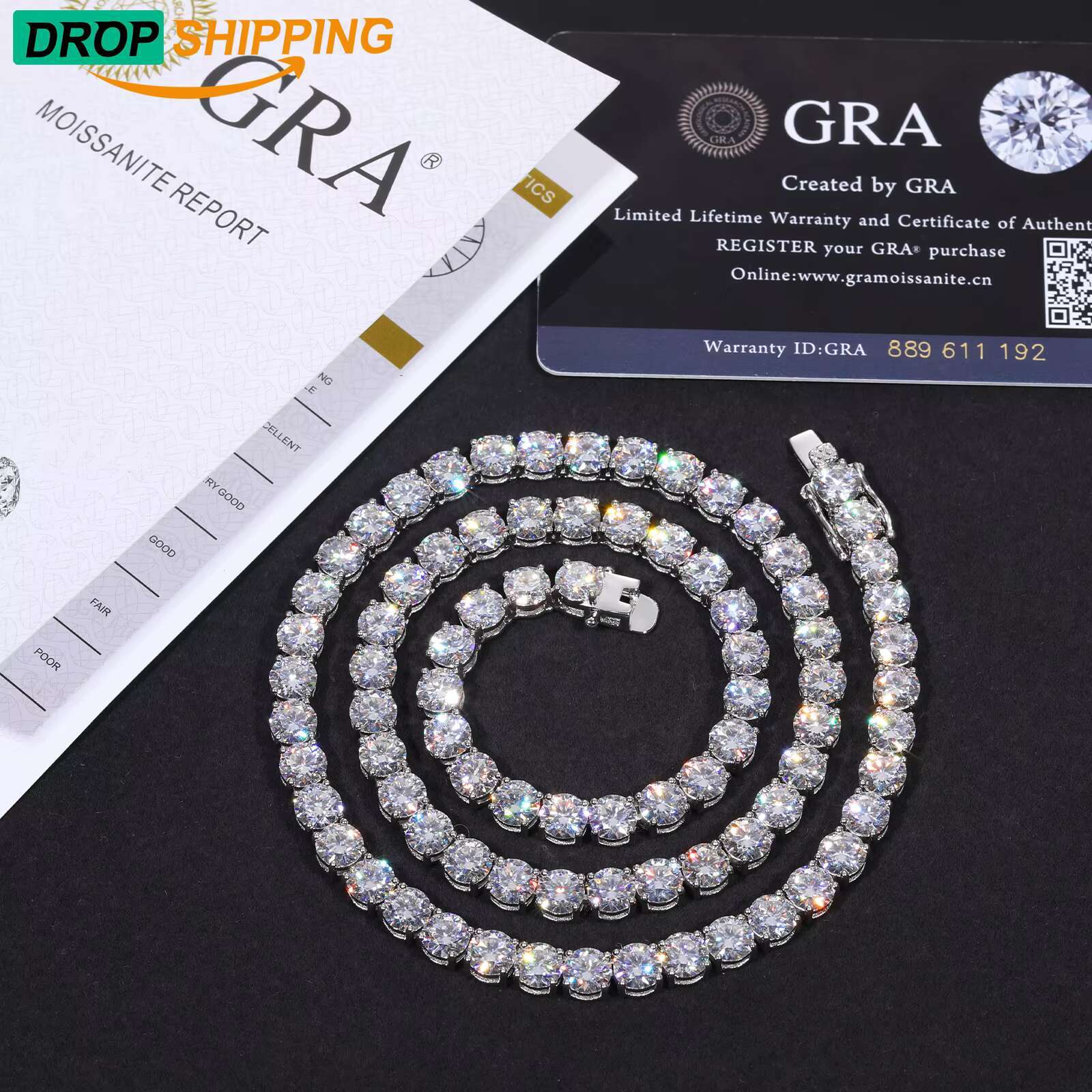 Dropshipping Pass Diamond Tester D Color VVS1 Moissanite Classic Tennis Chain 925 Sterling Silver Mossanite Fashion Necklace