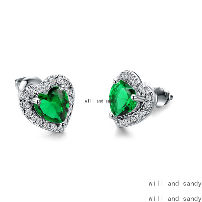 Cubic Zircon Love Heart Stud Earrings Designer Jewelry Sterling Silver CZ Crystal Flower Water Drop Leopard Ear Rings Dangle for Women Topaz Fine Jewe