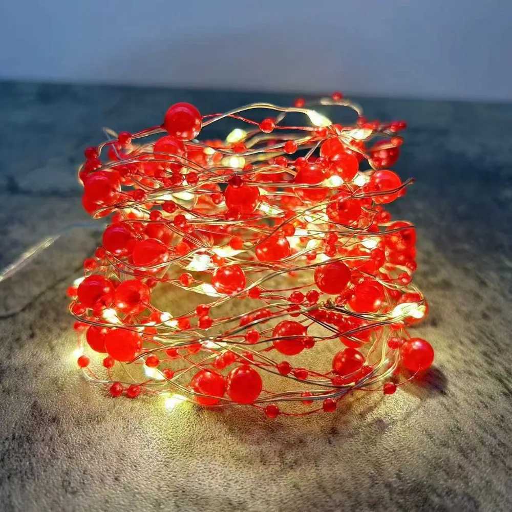 2M 5M Battery Powered LED Pearl Copper Wire String Lights Garland Home DIY Fairy Lamps for Wedding Party Holiday Decor XJ250710