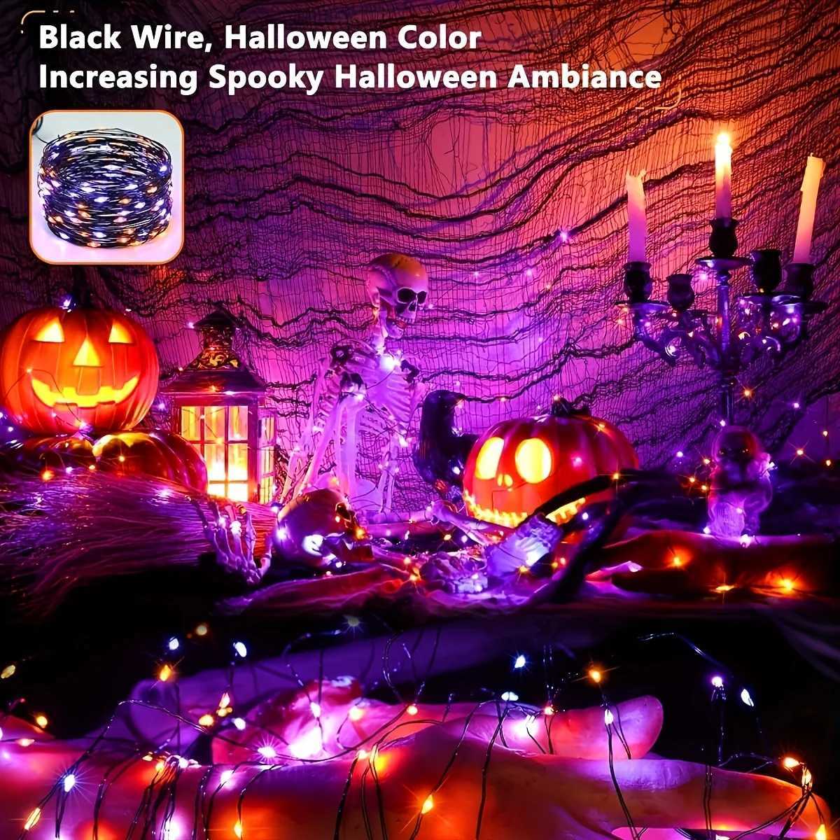 Solar Copper String LightsOrange Purple Halloween Lights8 Modes Outdoor TwinkleDIY Party DecorEnergy EfficientXJ250710