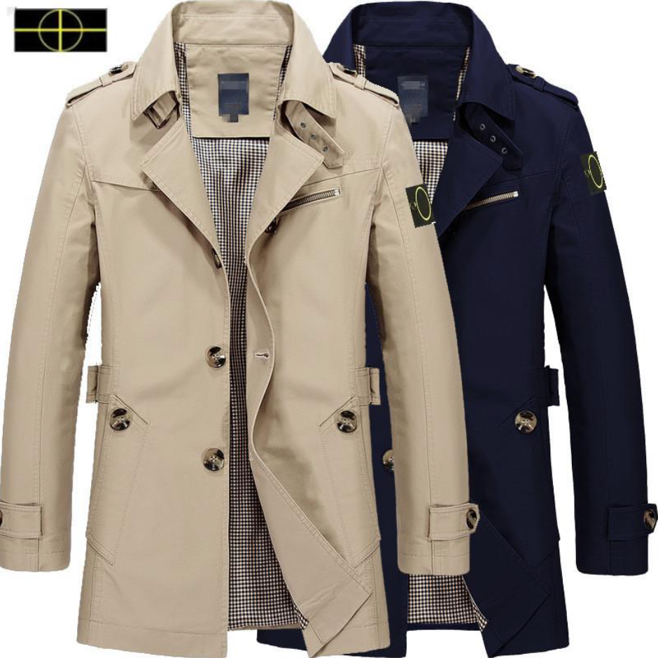 Large Stones Jacket Men's Spring and Autumn Work Clothes Pure Cotton Coat Islands Loose Large Men's Medium Length Windbreaker Casual Top Men's 7-11