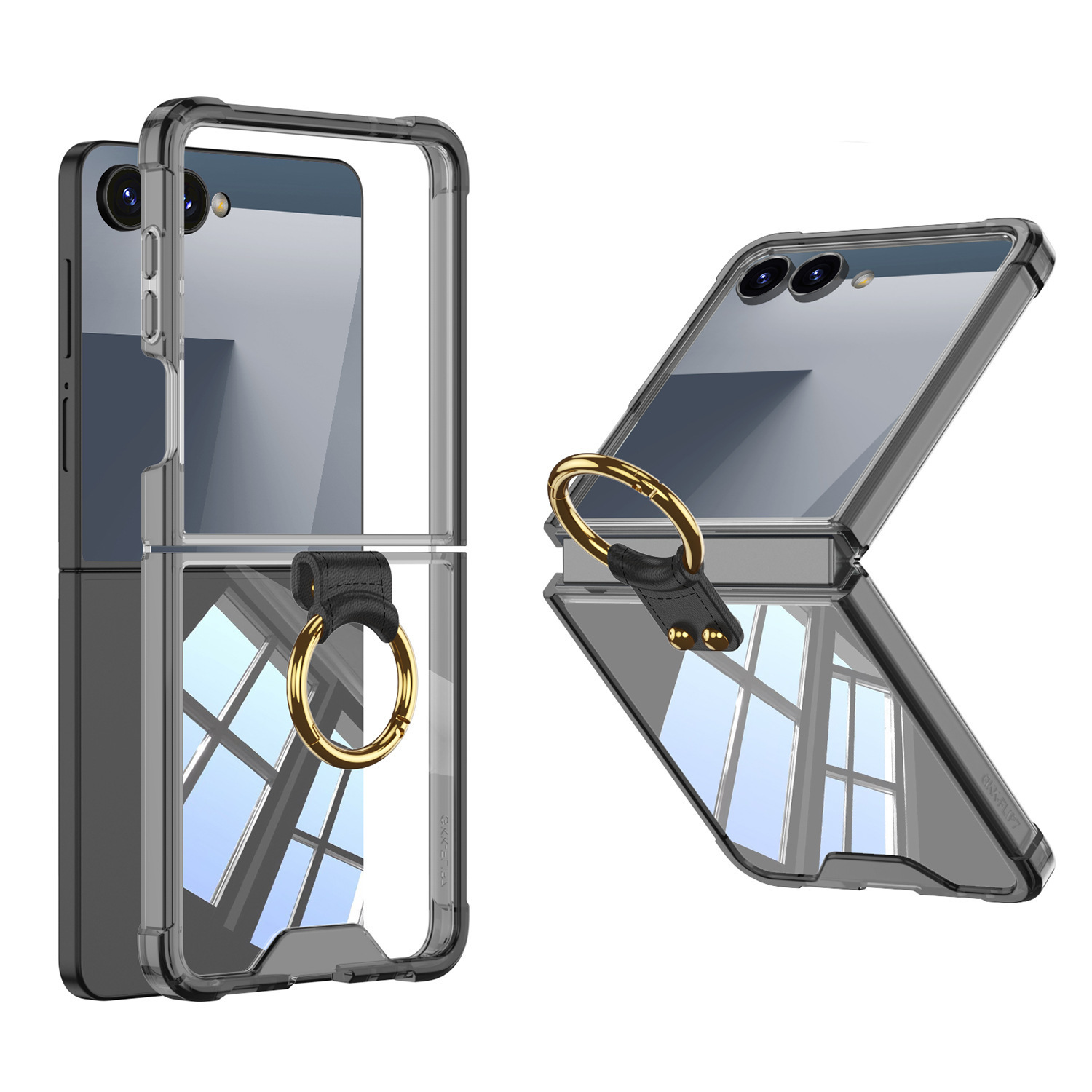 gkk Compatible with Z Flip 7 Case Transparent Airbag Ring Integrated Simple Trendy Foldable Full Coverage 250711