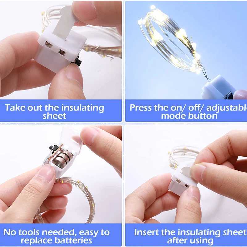 10/5Pcs LED Fairy Lights 3 Modes Battery Powered Garland Light For Home Bedroom Garden Birthday Wedding Party Easter Decoration XJ250710