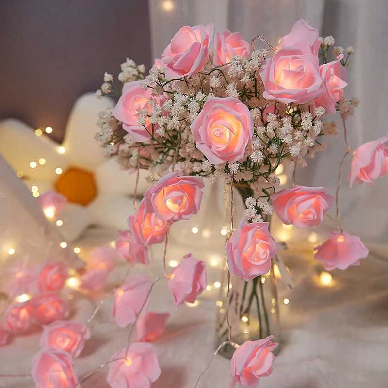 1.5/3m Rose String Lights Battery Operated Flower Garland Fairy Lights Valentine Wedding Party Decoration Christmas Lights XJ250710