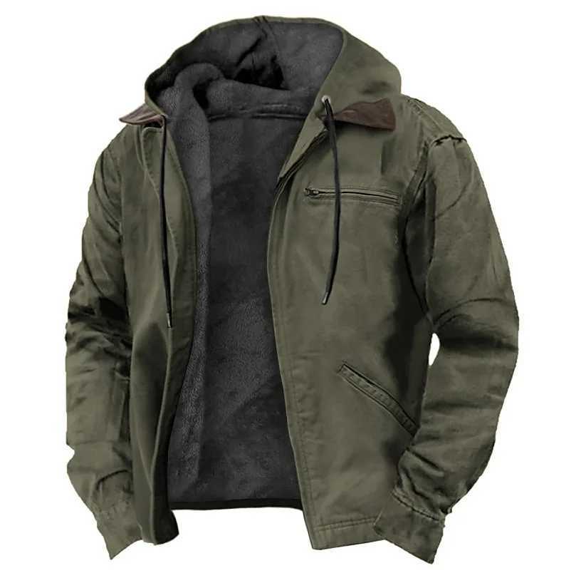 Mens casual hooded jacket trendy and versatile mens multi-color optional zipper pocket jacket top W250711