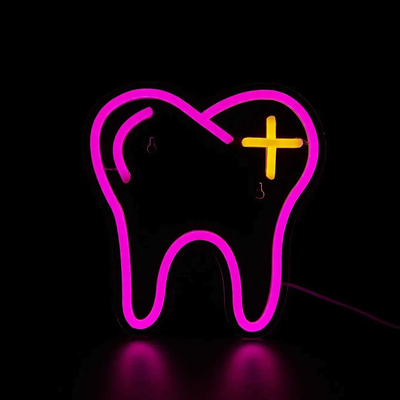 Chi-Buy LED Neon Tooth USB Powered Neon Signs Night Light 3D Wall Art Game Room Bedroom Party Decor Lamp SignsXJ250710