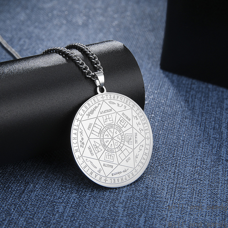 18k Gold Religions Angel Disc Necklace Stainless Steel Gold Chain Hexagram Pendnat Hot Sell Fine Jewelry Gift