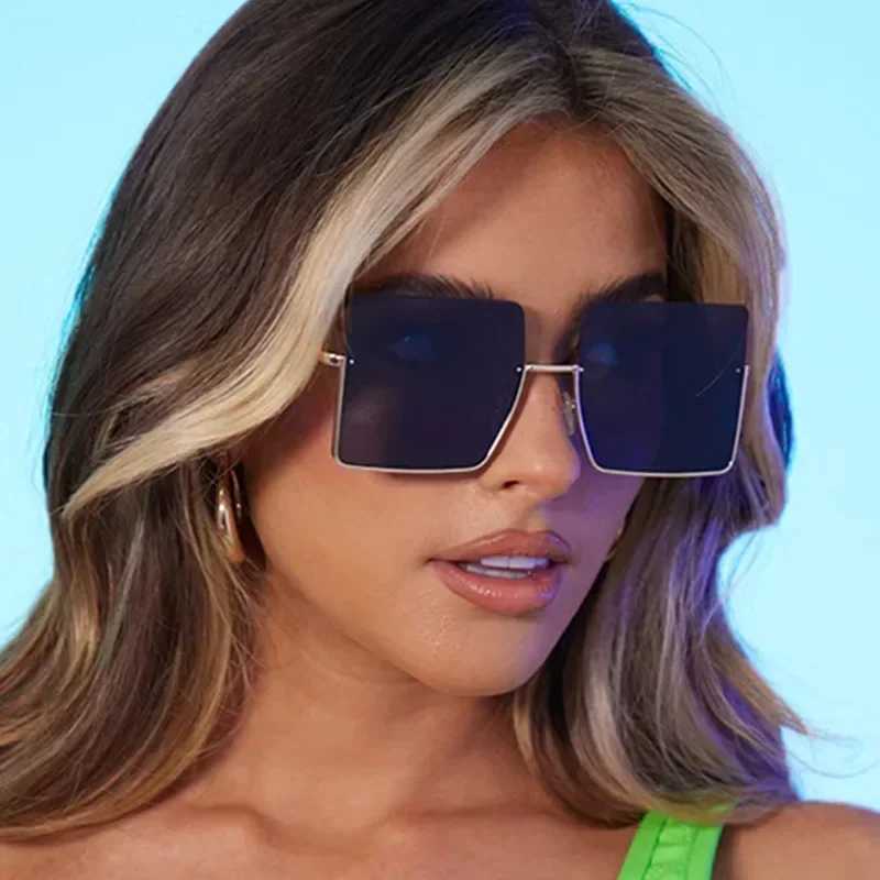 Fashion Oversized Square Sunglasses Wen Brand Retro Big Fe Sunglasses Metal Rimless Designer Sunglasses W250709