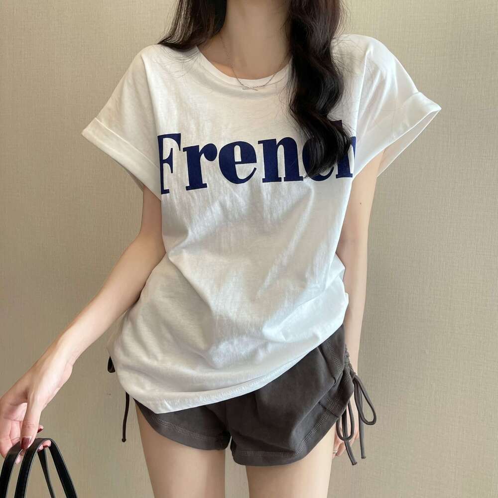 New Trendy Ins Super Popular Slimming Off-Shoulder Sweet Cool Short Sleeve T-Shirt Loose Women's Summer Student Top Fashion B5