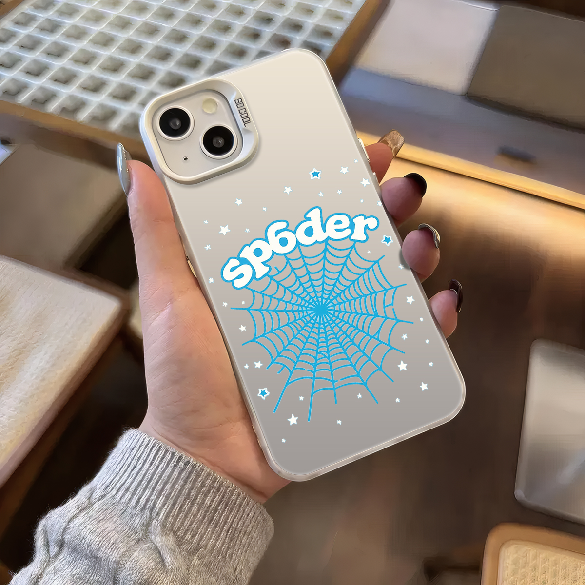 Blue Spider Web Stars pattern phone case for iPhone 16/ 16 Pro/ 16 Plus/ 16 Pro Max 15/ 14/ 13/ 12/ 11/ x/ xs/ xr/ xs max, Members Day